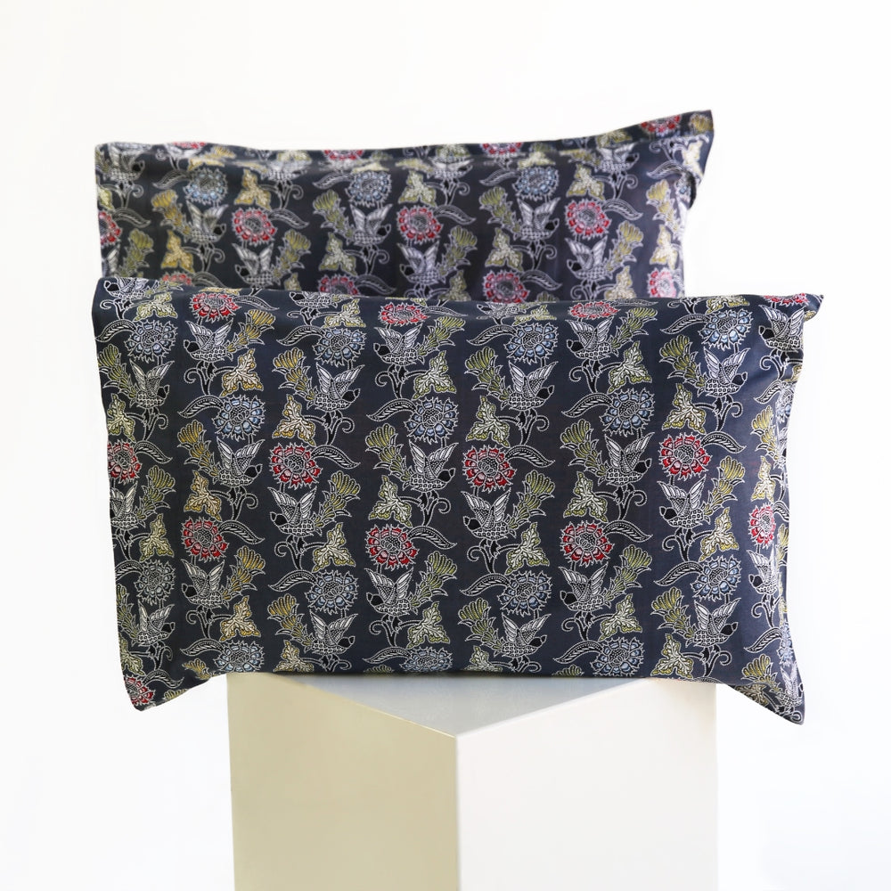 Charcoal Peacock Pillowcase Set