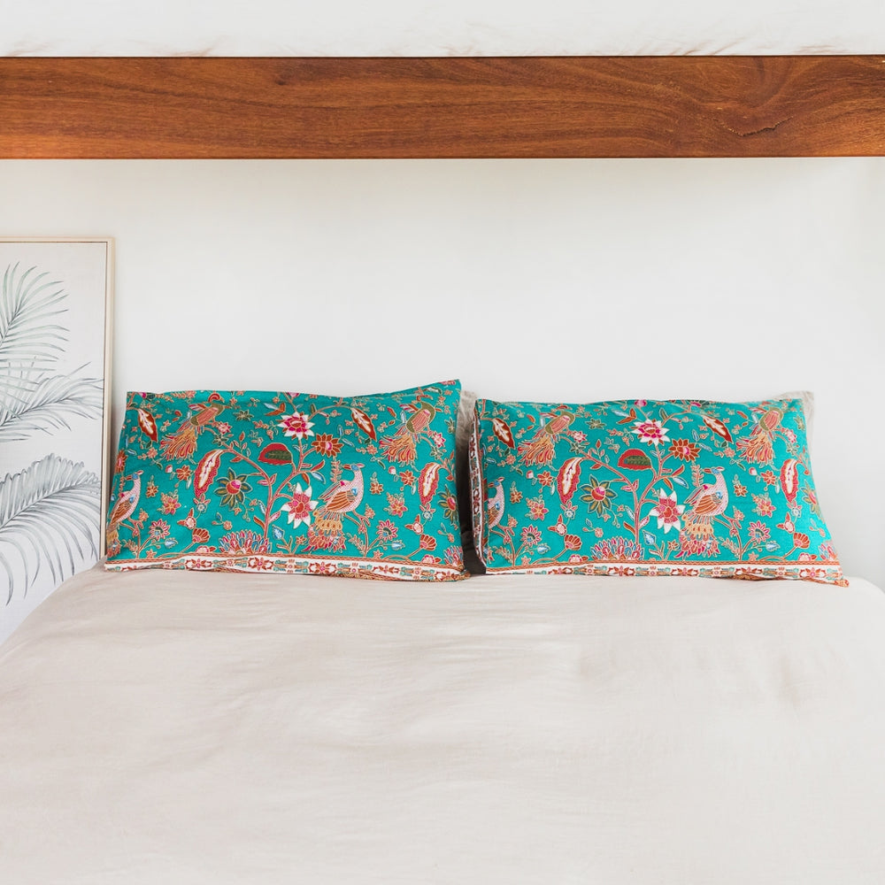 Jade Peacock Pillowcase Set