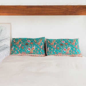 Jade Peacock Pillowcase Set